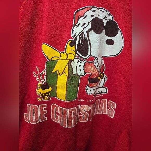 Vintage 80s Peanuts‎ Snoopy Sweater Joe Christmas Men Large Santa Claus - Picture 1 of 4